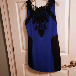 Womens Blue/Black Lace Dress XL New